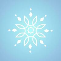 Beautiful white snowflake for winter, spring and Christmas element on isolated blue background, a white geometric minimalist snowflake elements concept design vector