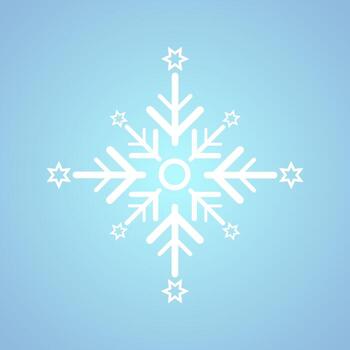 A white snowflake for winter, spring and Christmas elements on isolated blue background, white geometric minimalist snowflake element and icon vector