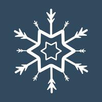 A star snowflake for sping and winter concept. A white snowflake on isolated dark blue background vector