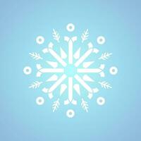 One white snowflake for winter, spring and Christmas element on isolated blue background, a white geometric minimalist snowflake elements and icons concept design vector