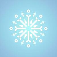 One white snowflake for winter, spring and Christmas element on isolated blue background, a white geometric minimalist snowflake elements and icons concept design vector