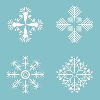 invierno conjunto de blanco copos de nieve aislado en ligero azul antecedentes. y conjunto de 4 4 copos de nieve, copo de nieve iconos copos de nieve colección para diseño Navidad vector, ilustración vector