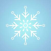 A white geometric minimalist snowflake element and icon and  white snowflake for winter, spring and Christmas elements on isolated blue background vector