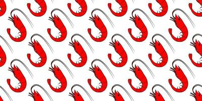 red shrimp seamless pattern vector