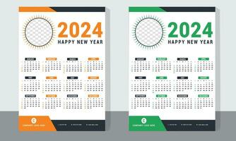 calendar 2024 week start Sunday corporate design planner template. 12 months one page calendar Set of 2024 vector