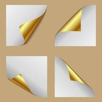 Collection of realistic folded paper corner. Vector illustration