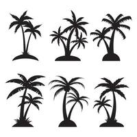 Collection of different coconut tree silhouettes isolated on white background vector