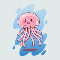 kawaii cute jellyfish illustration vector art