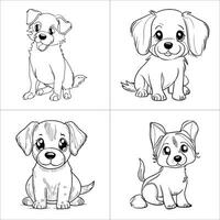 cute dog coloring page for kids.cute puppy dog vector design
