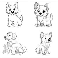 cute dog coloring page for kids.cute puppy dog vector design