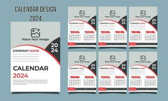 calendario diseño 2024, 2024 calendario plantilla, mínimo calendario diseño 2024, calendario 2024 vector