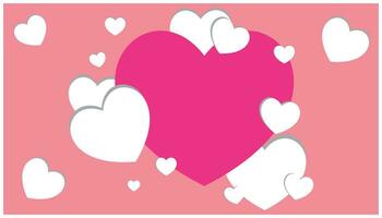 valentine's day card with hearts on pink background vector illustration. Design romantic and loving elements, expressions of affection for greeting cards, banners and others