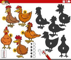 hallazgo oscuridad juego con dibujos animados pollos animal caracteres vector