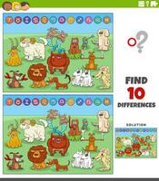 differences games with cartoon zodiac signs with dogs vector