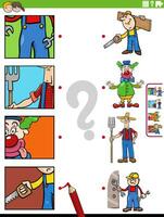 match cartoon people occupations and clippings educational activity vector
