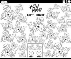 counting left and right pictures of cartoon boy and dog coloring page vector