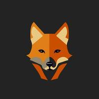 Portrait of a red dog on a black background. Vector illustration of a fox in flat style.