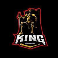 King mascot logo of Ancient Kingdom in Emperor age. The king sits on the royal chair vector