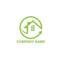 home properties real estate green color solution logo icon vector template
