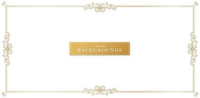 Vector illustration Elegant golden border and frame on isolated white backgrounds for place for text, luxury invitation, certificate of completion template, stationery design materials, collages decks
