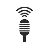 micrófono podcast logo icono vector