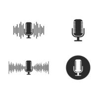 micrófono podcast logo icono vector