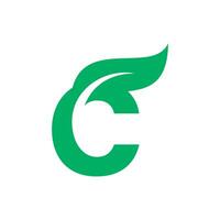 C Initial letter with green leaf logo vector