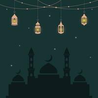 islámico mezquita Ramadán Mubarak vector