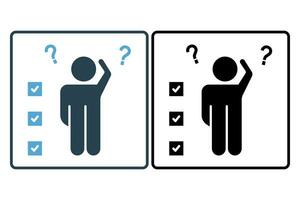 dilemma icon. confused with multiple choice. solid icon style. simple vector design editable