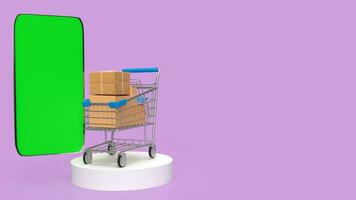 The mobile and shopping cart for online Business 3d rendering. photo