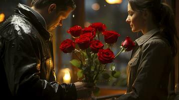 An Unforgettable Proposal. A Valentine's Day to Remember. AI Generated photo