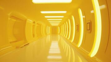 ai generado vacío amarillo túnel. tecnología futurista antecedentes. foto