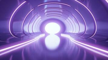 AI generated Empty purple  tunnel. Technology futuristic background. photo