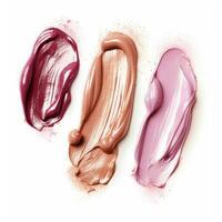 AI generated Honey lipstick smear on white background. Element for beauty cosmetic design. photo