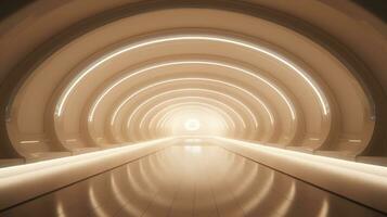 AI generated Empty marble futuristic tunnel. Technology Design. photo