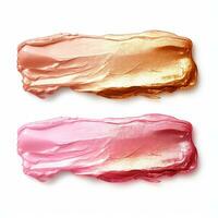 AI generated Honey lipstick smear on white background. Element for beauty cosmetic design. photo