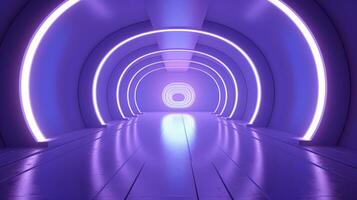 AI generated Empty purple  tunnel. Technology futuristic background. photo