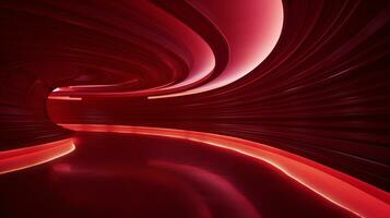 AI generated Empty red futuristic tunnel. Technology Design. photo