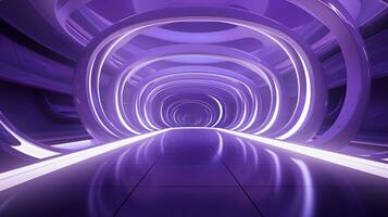 AI generated Empty purple  tunnel. Technology futuristic background. photo