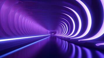 AI generated Empty purple  tunnel. Technology futuristic background. photo