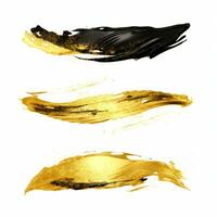 AI generated Elegant gold mascara brush set. Collection of grunge paint texture photo