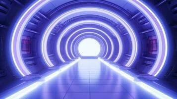 AI generated Empty futuristic tunnel. Technology Design. photo