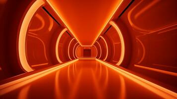 AI generated Empty futuristic tunnel. Technology Design. photo