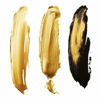 AI generated Elegant gold mascara brush set. Collection of grunge paint texture photo