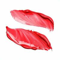 AI generated Red lipstick smears set on white background. Cream makeup texture. photo