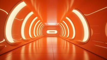 AI generated Empty futuristic tunnel. Technology Design. photo