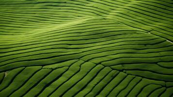 ai generado verde té plantación, parte superior ver textura foto