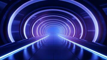 AI generated Empty futuristic tunnel. Technology Design. photo