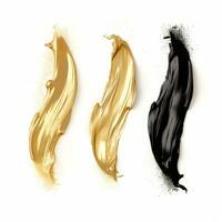 AI generated Elegant gold mascara brush set. Collection of grunge paint texture photo