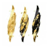 AI generated Elegant gold mascara brush set. Collection of grunge paint texture photo
